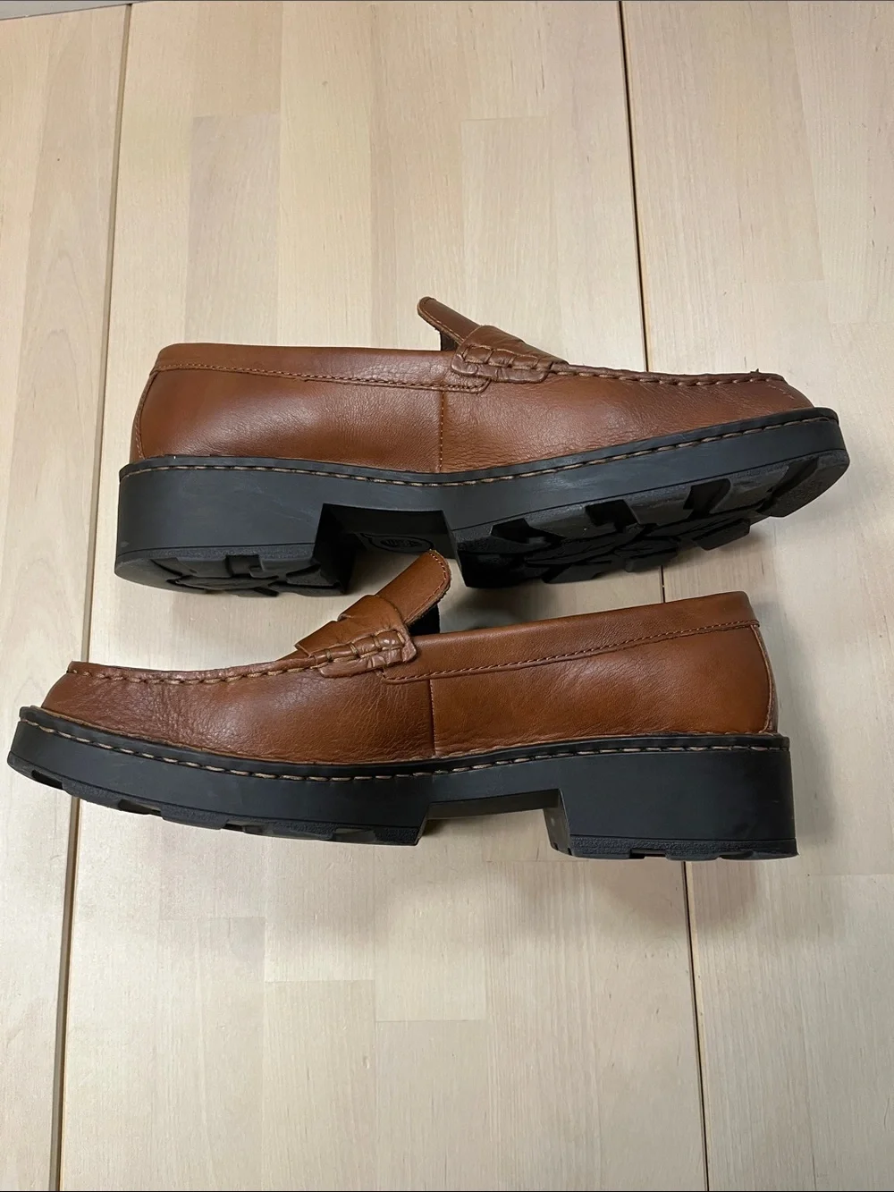 Born Brown Leather Carrera Loafers Chunky Heeled Slip On Shoes Women’s 10 M